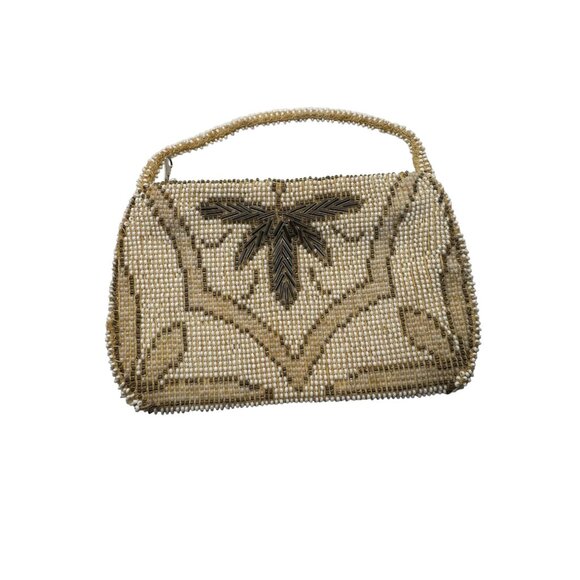 Vintage Beaded Evening Bag With Intricate Design & Handle - Picture 3 of 9